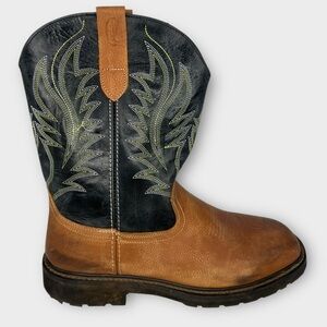 J.B. Dillon Black and Tan Leather Cowboy Boots JBRG202X GREAT Cond.‎ Size 15